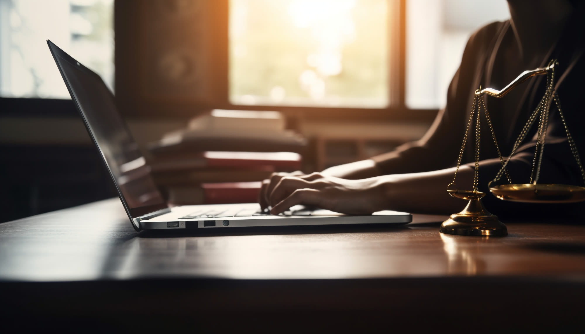 Profissional jurídico estudando online